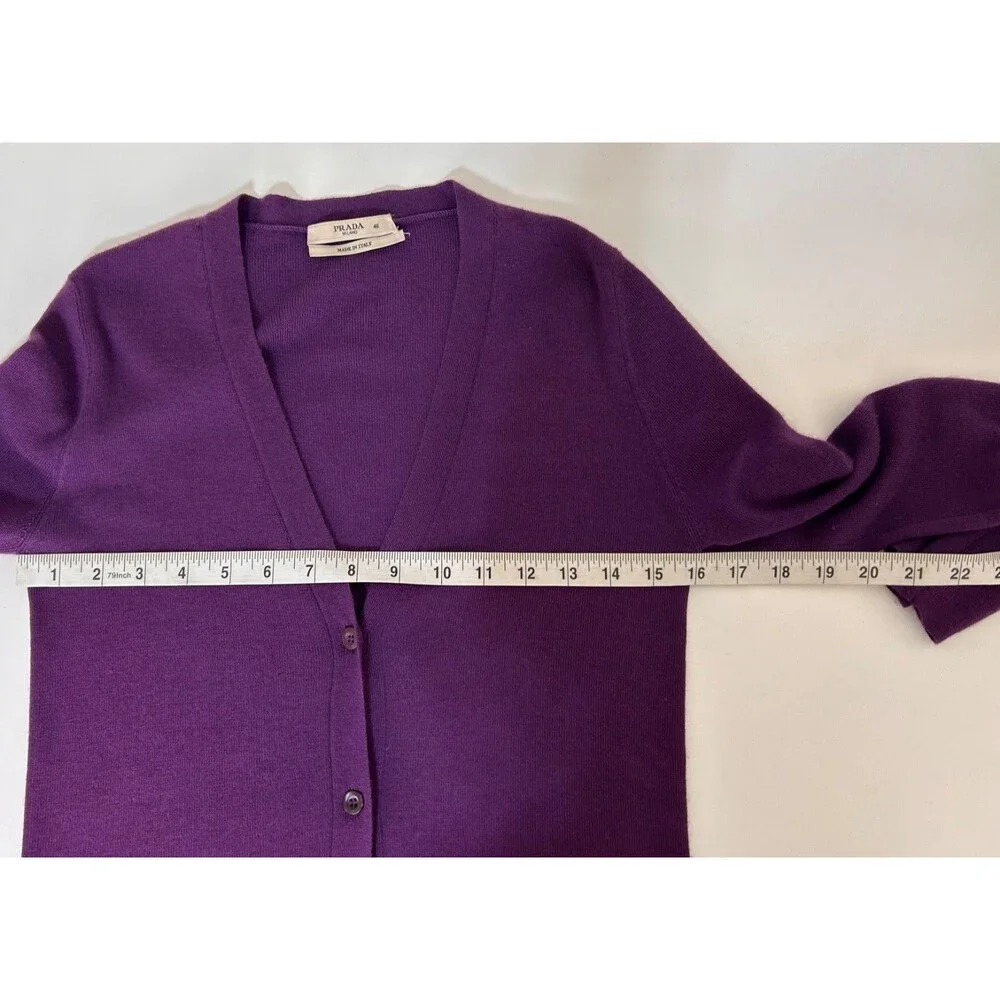 PRADA Italy Cashmere Silk V Neck Button Front Cardigan Sweater Women's S IT 46 d - Picture 7 of 10